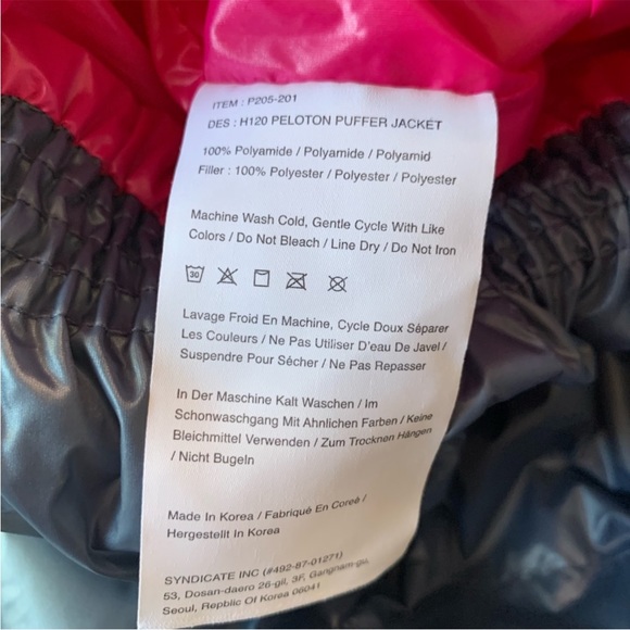 PELOTON H120 puffer jacket zip womens navy hot pink color block M - Picture 5 of 10